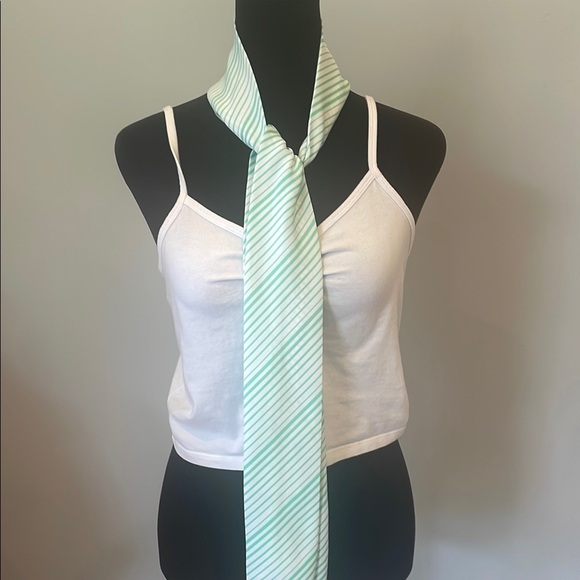 Mint Green Striped Women's Scarf-tie - Picture 1 of 3